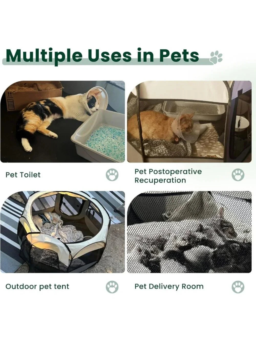 Portable Medium Dog Playpen & Cat Tent - Foldable Indoor/Outdoor Kennel, Grey